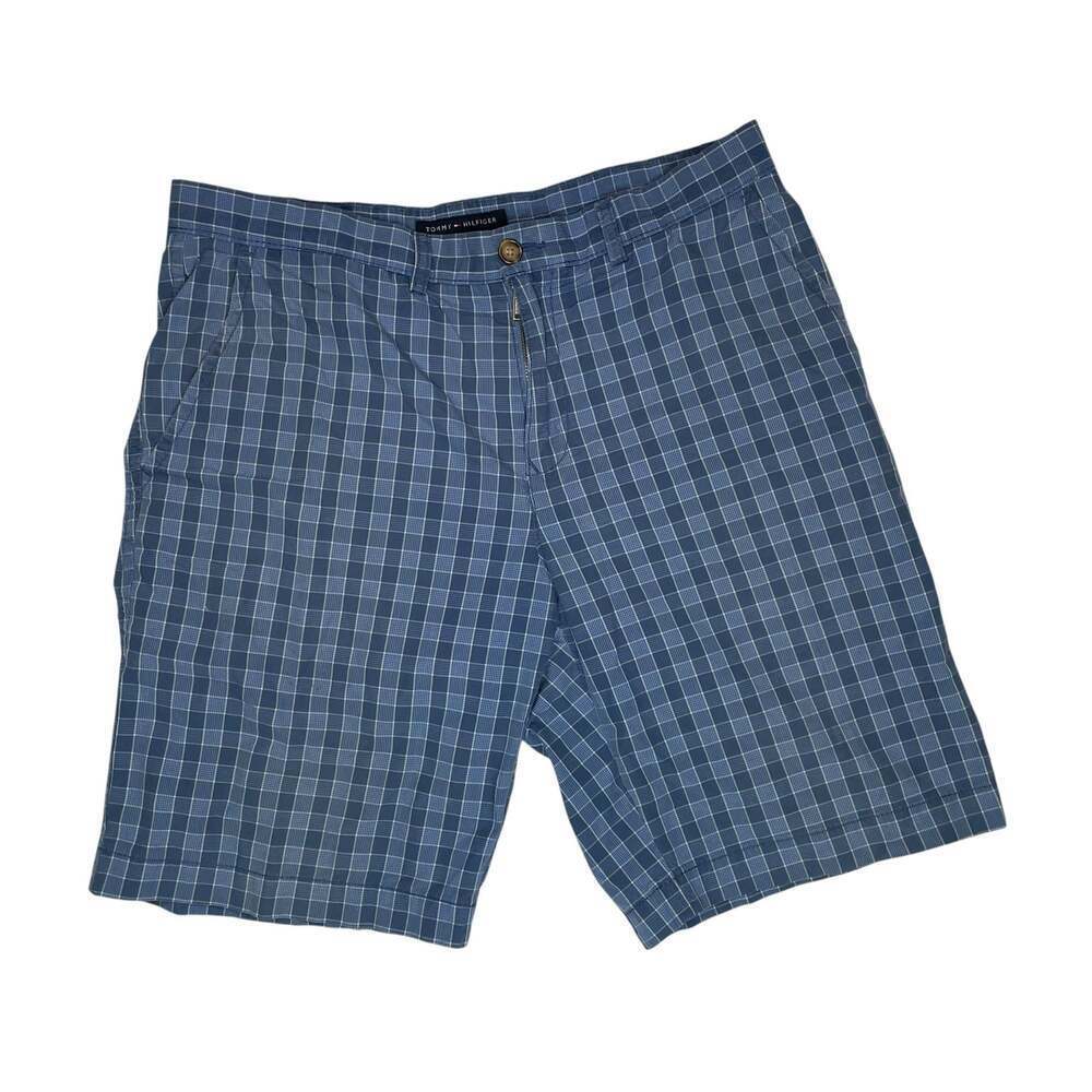 Tommy Hilfiger Blue Plaid Shorts Men’s Size 34 Flat Front
